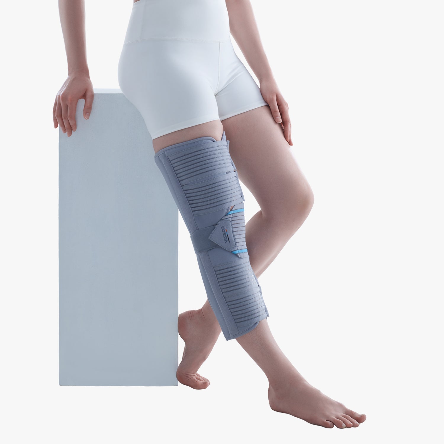 Knee Brace - Long (19" Brace) | Ideal firm Knee support that limits knee motion & stabilizes the knee with mediolateral metal supports | Color - Beige - Vissco Next