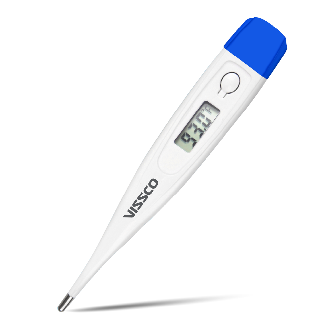 Vissco Digital Thermometer | Mercury-Free, Fast Reading, Fever Alarm, °F/°C Modes, Memory Function, Auto Shut-Off, Low Battery Indicator | Safe for Oral, Rectal & Underarm Use | 2-Year Warranty