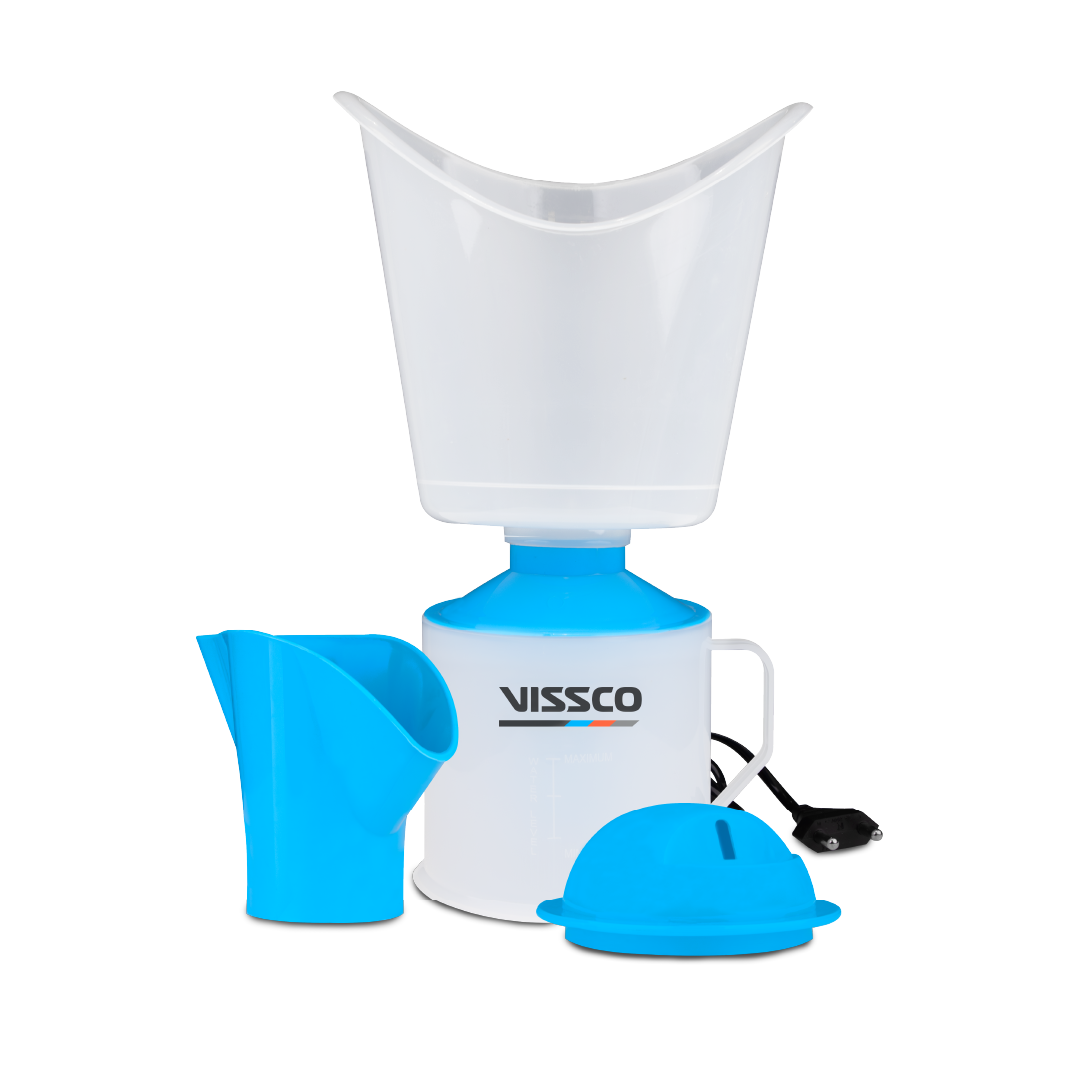 Vissco 3-in-1 Steam Vaporizer for Cold, Cough & Facial | Compact, Safe & Multifunctional Steamer with Skincare Benefits | Home Spa & Nasal Relief Machine | Durable Build with Attachments