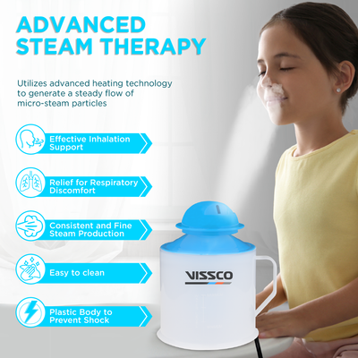 Vissco 3-in-1 Steam Vaporizer for Cold, Cough & Facial | Compact, Safe & Multifunctional Steamer with Skincare Benefits | Home Spa & Nasal Relief Machine | Durable Build with Attachments