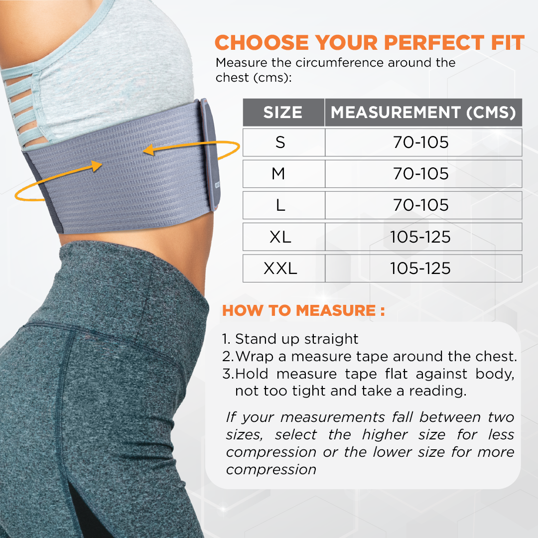 Rib Belt | Provides Moderate Support to the Injured Ribs & Allows Normal Respiration (Grey)