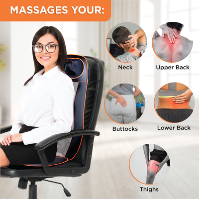 Back and Neck Relaxer | Electric Rolling Massager with Seat Vibration for Lower Back Pain | 3 Massage Programs (Black)