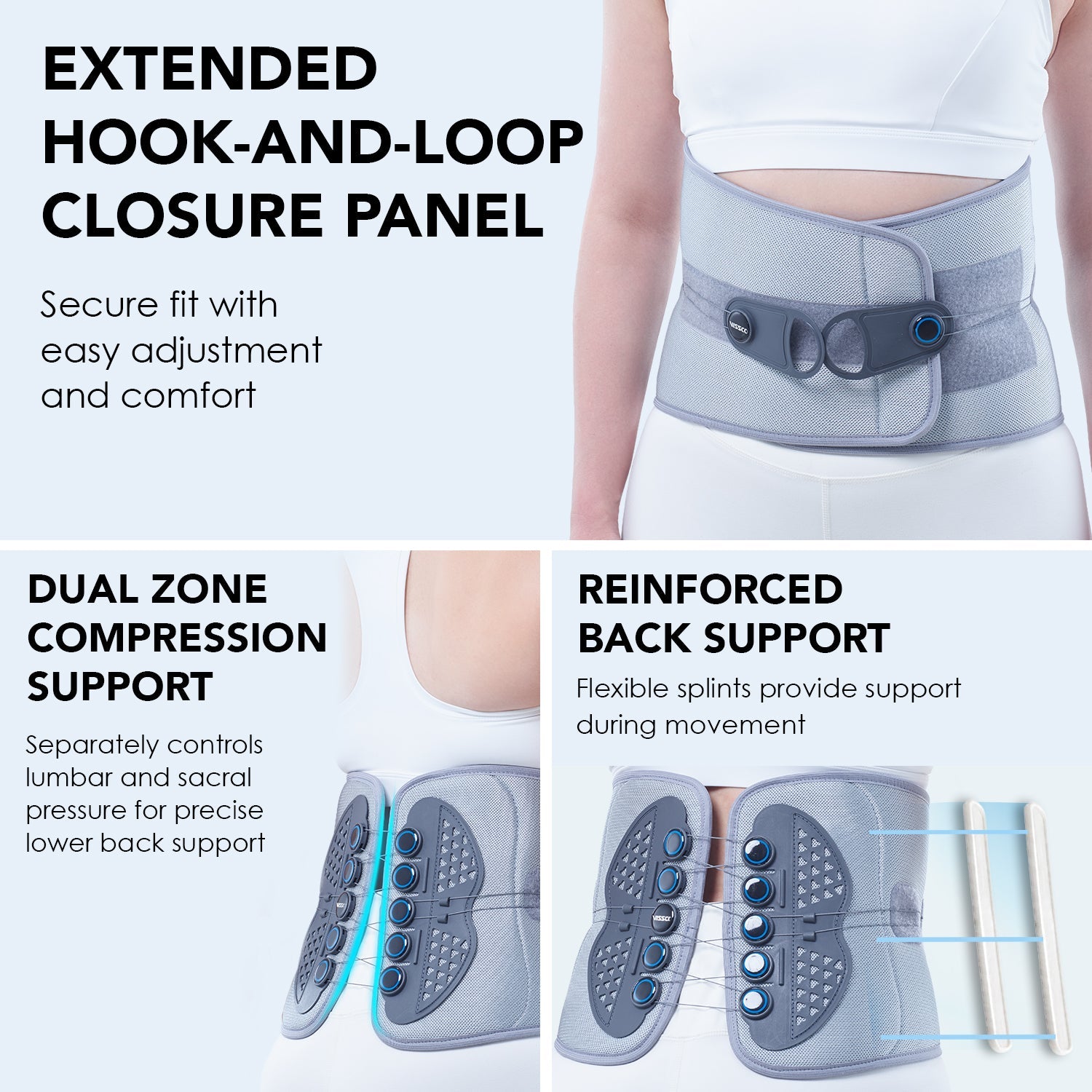 Vissco Back Support Lacepull LS Belt For Back Pain Relief & Effective Back Pain Support & Immobilization - (Grey) - Vissco Rehabilitation 