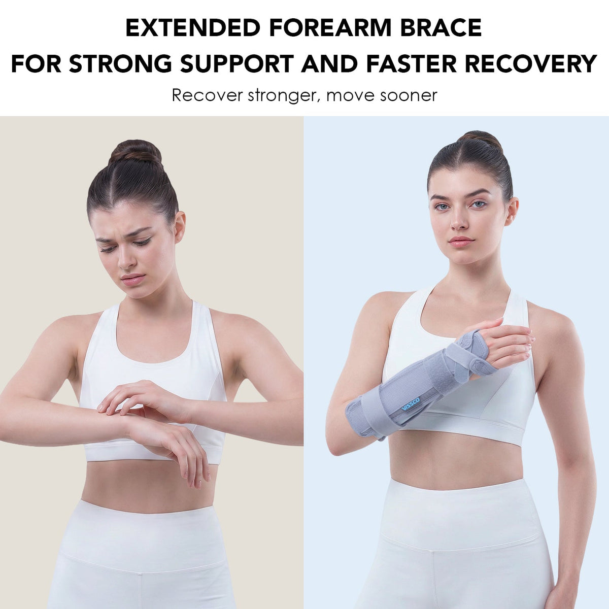 Forearm Brace - Long | Provides Firm Support to the Wrist | For Colle's fracture & Wrist Sprain/Strain - (Black) - Vissco Next