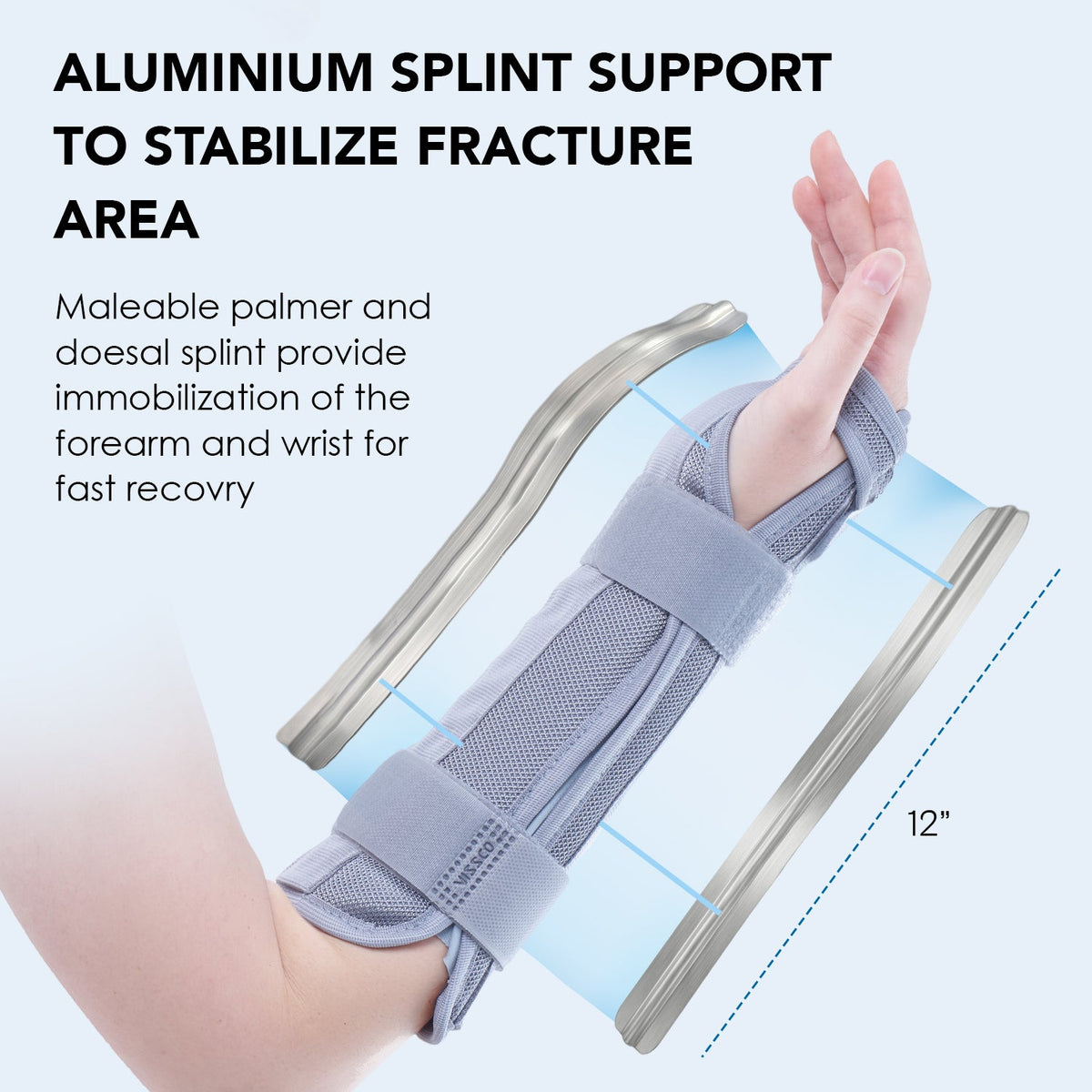 Forearm Brace - Long | Provides Firm Support to the Wrist | For Colle's fracture & Wrist Sprain/Strain - (Black) - Vissco Next