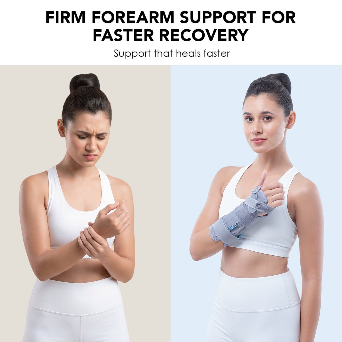 Forearm Brace - Short | Provides Firm Support to the Wrist | For Colle's fracture & Wrist Sprain/Strain | (Black) - Vissco Next