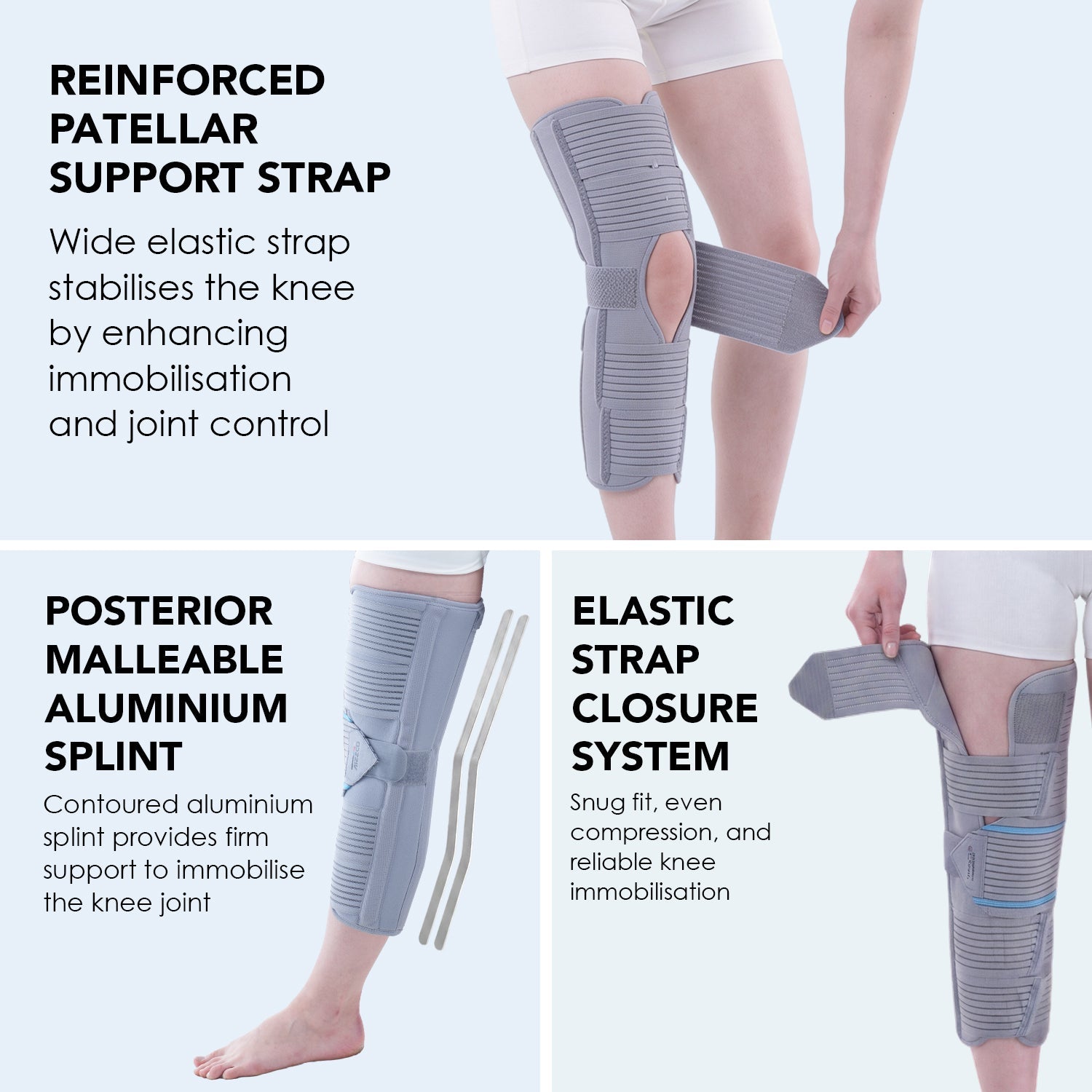 Knee Brace - Long (19" Brace) |Ideal firm Knee support that limits knee motion & stabilizes the knee with mediolateral metal supports| Color - Beige - Vissco Rehabilitation 