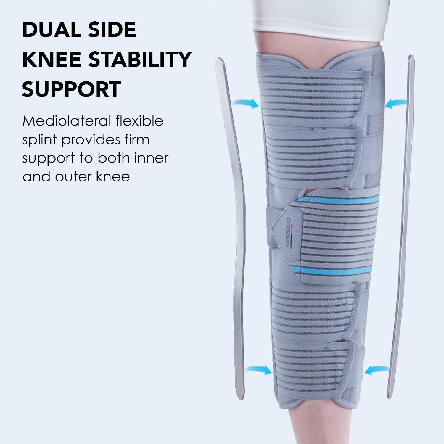 Knee Brace - Long (19" Brace) |Ideal firm Knee support that limits knee motion & stabilizes the knee with mediolateral metal supports| Color - Beige - Vissco Rehabilitation 