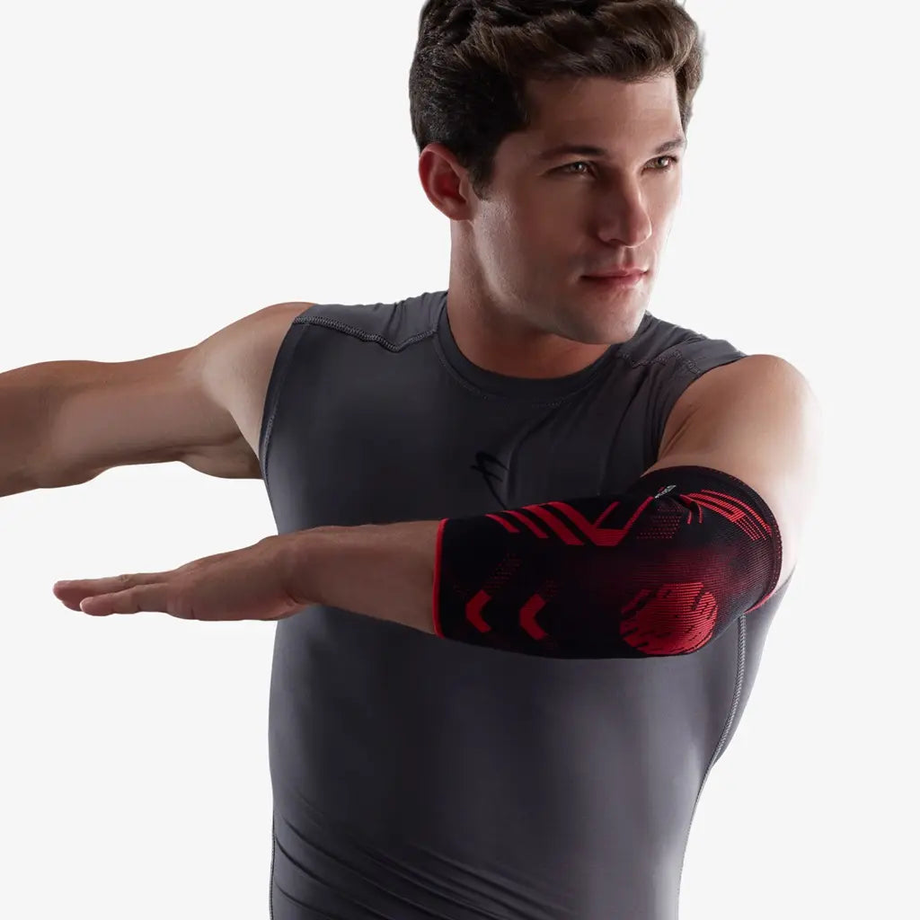 Ideal for tennis elbow, gym workouts, running and sports. Compression sleeve for pain relief and recovery.