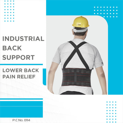 Industrial Back Support (Moderate Support)|For Lifting heavy material/goods | Prevents Lumbar Strain / Sprain |  Back Pain Relief (Black) - Vissco Next