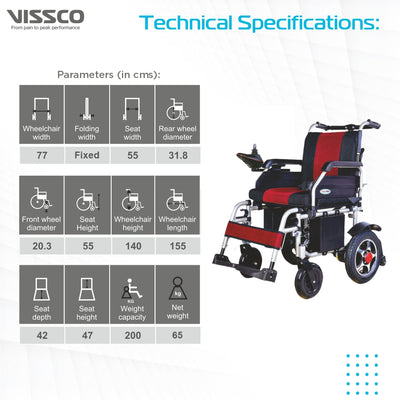 Zip Lite Power Wheelchair with Double Battery | 20Km Per Charge | Durable & Long Lasting | Weight Bearing Capacity 100kg | Color (Silver/Black) - Vissco Next