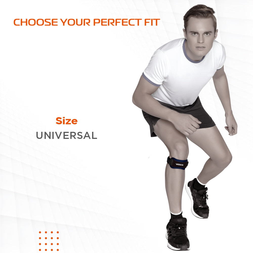 Patellar Support |Offloads pressure on the patellar tendon to provide pain relief | Color - Black (Single Piece) - Vissco Next