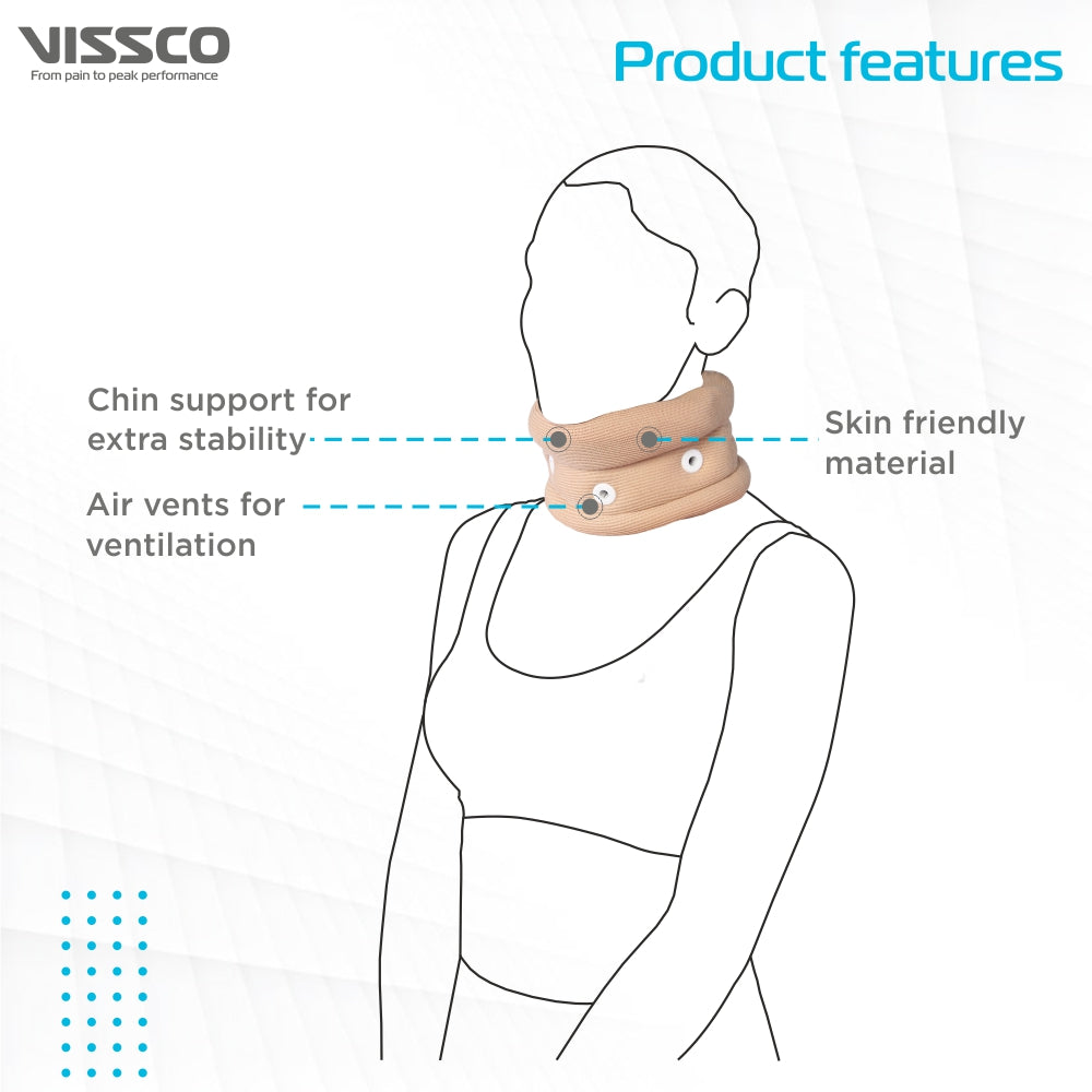 Cervical Collar With Chin Support | Provides Moderate Support  & Stability to the Neck (Beige)