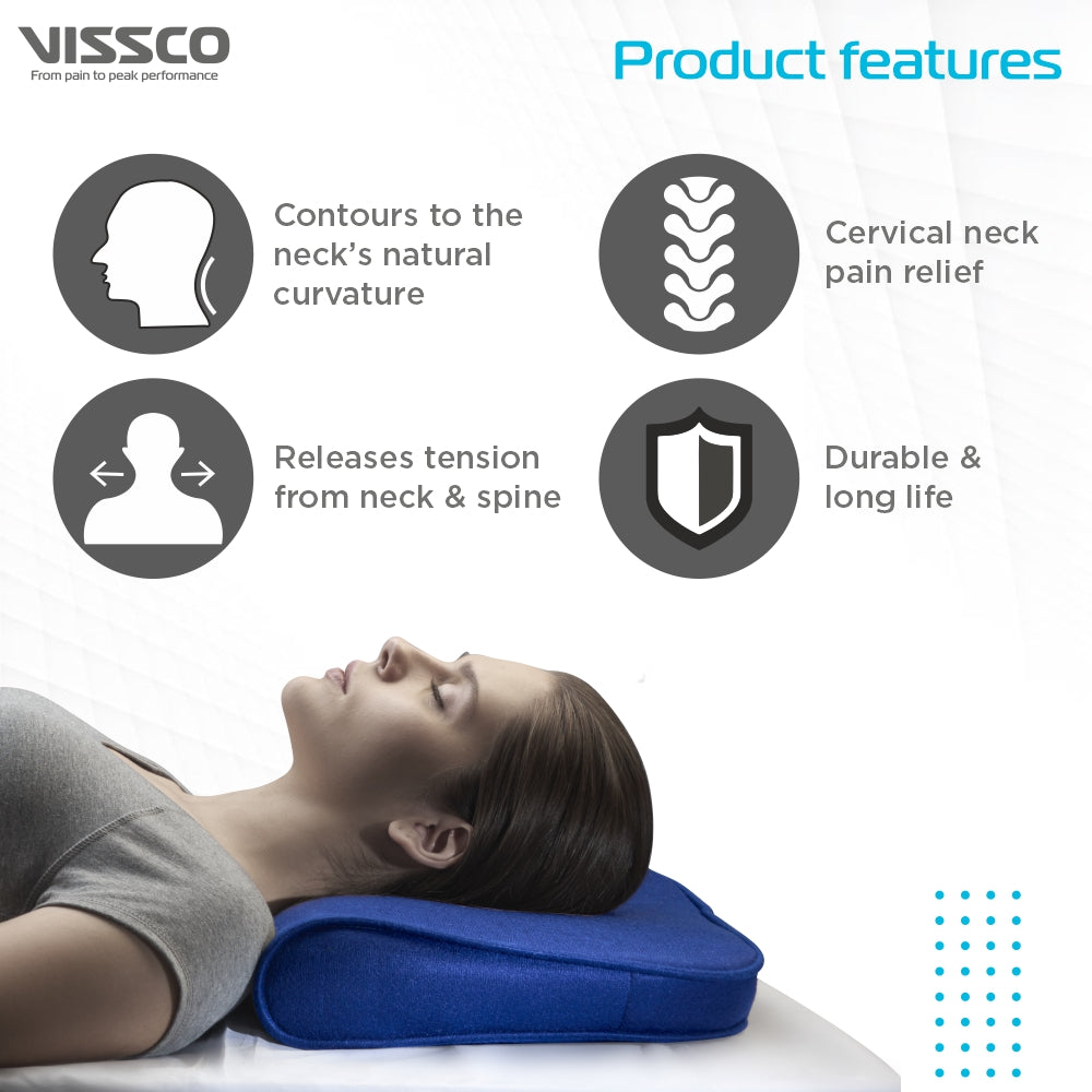Deluxe Cervical Pillow | Neck Pillow to Maintain Correct Posture of the Neck & Spine Alignment (Blue)
