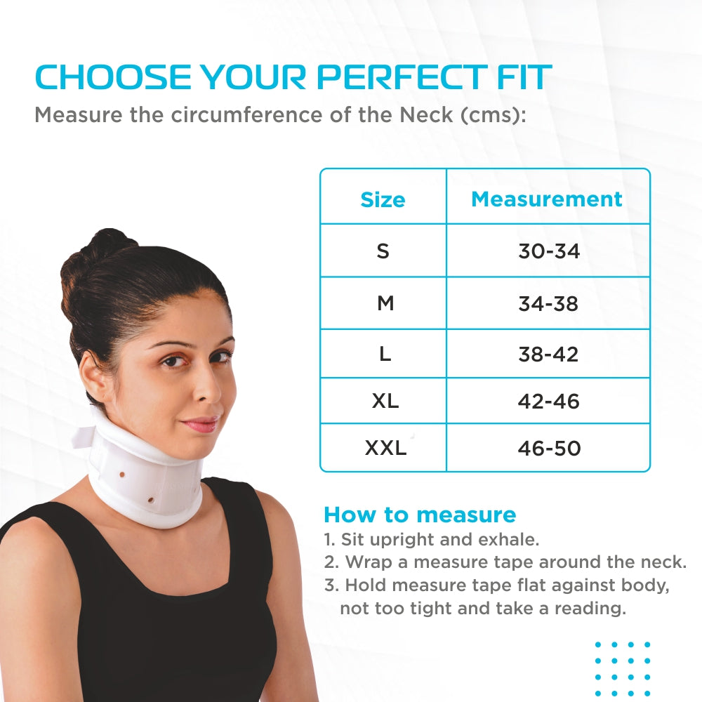 Firm Cervical Collar - Adjustable Height | Support for Neck & Spine (White) - Vissco Next