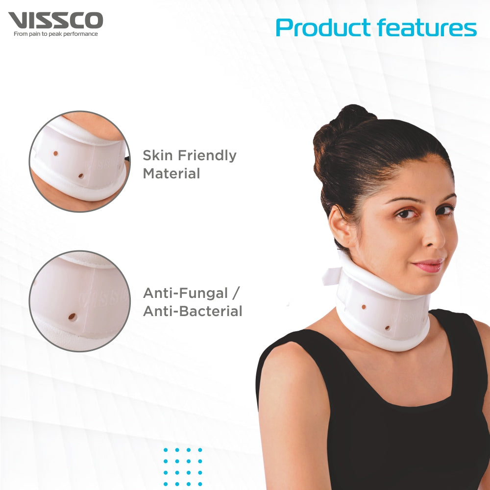 Firm Cervical Collar - Adjustable Height | Support for Neck & Spine (White) - Vissco Next