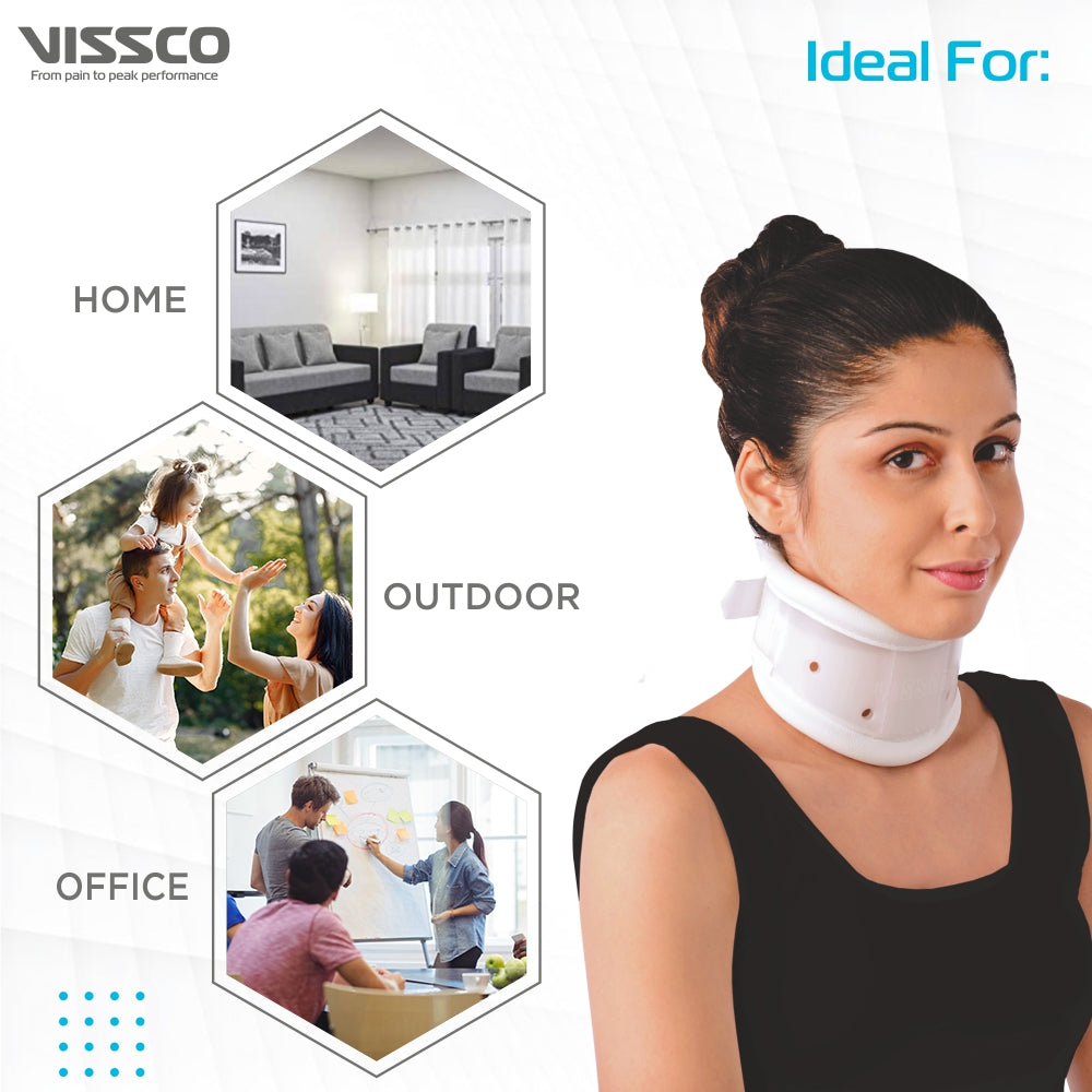 Firm Cervical Collar - Adjustable Height | Support for Neck & Spine (White) - Vissco Next