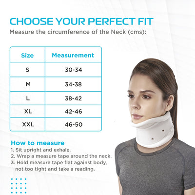 Firm Cervical Collar With Chin Support - Adjustable Height | Provides Support  & Stability to the Neck (White) - Vissco Next