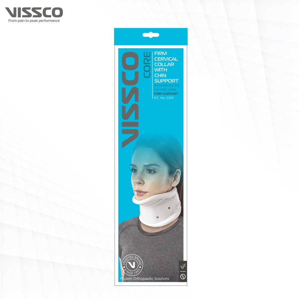 Firm Cervical Collar With Chin Support - Adjustable Height | Provides Support  & Stability to the Neck (White) - Vissco Next
