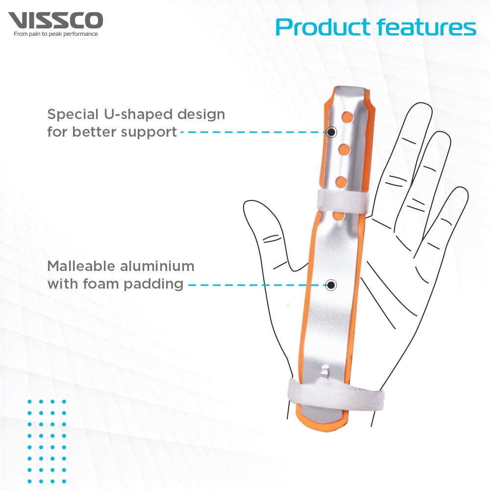 Finger Splint Long (Firm Support)|Helps to Support the Finger after Fracture| Injury & Post surgery (Orange) - Vissco Next