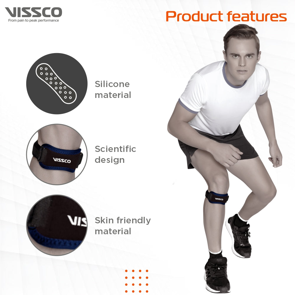 Patellar Support |Offloads pressure on the patellar tendon to provide pain relief | Color - Black (Single Piece) - Vissco Next