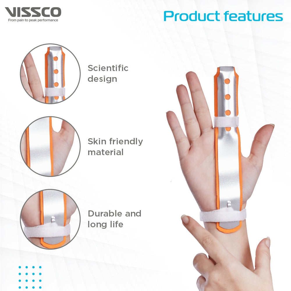 Finger Splint Long (Firm Support)|Helps to Support the Finger after Fracture| Injury & Post surgery (Orange) - Vissco Next