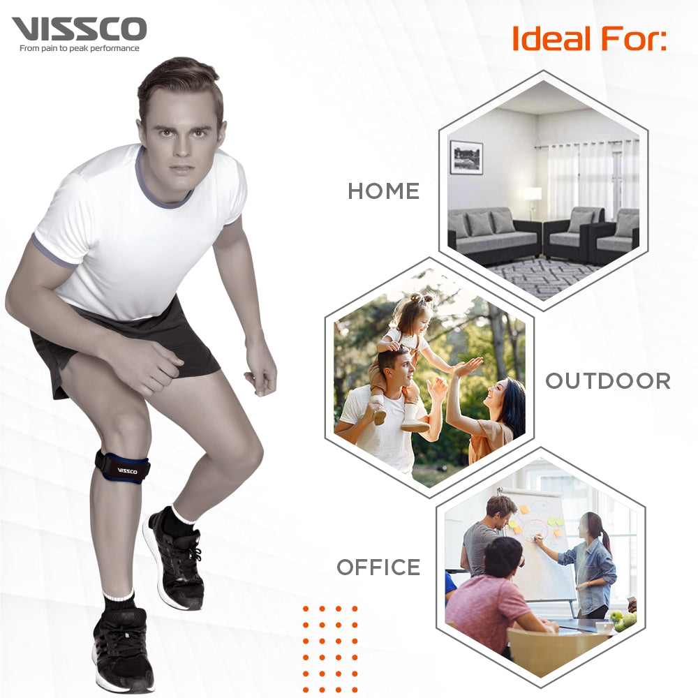 Patellar Support |Offloads pressure on the patellar tendon to provide pain relief | Color - Black (Single Piece) - Vissco Next