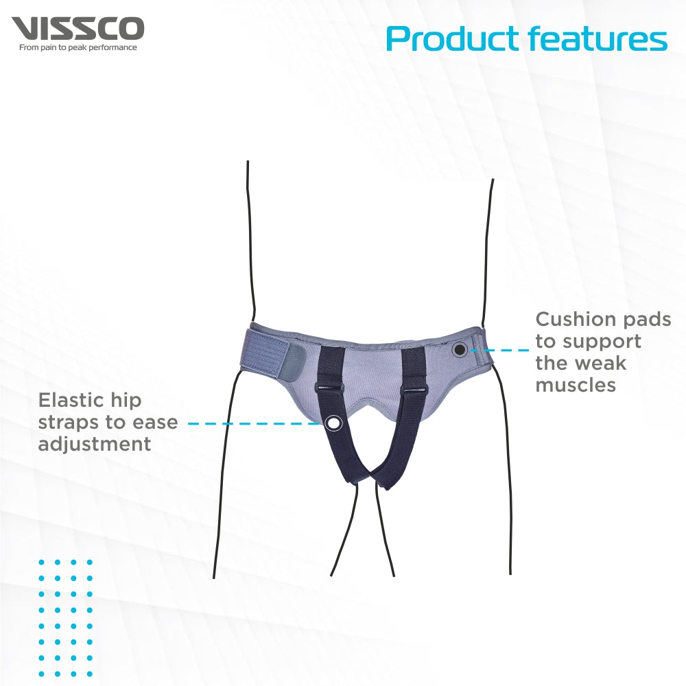 Hernia Belt With Double Pad | Provides Moderate Support to the Weak Herniated Muscles (Grey) - Vissco Next