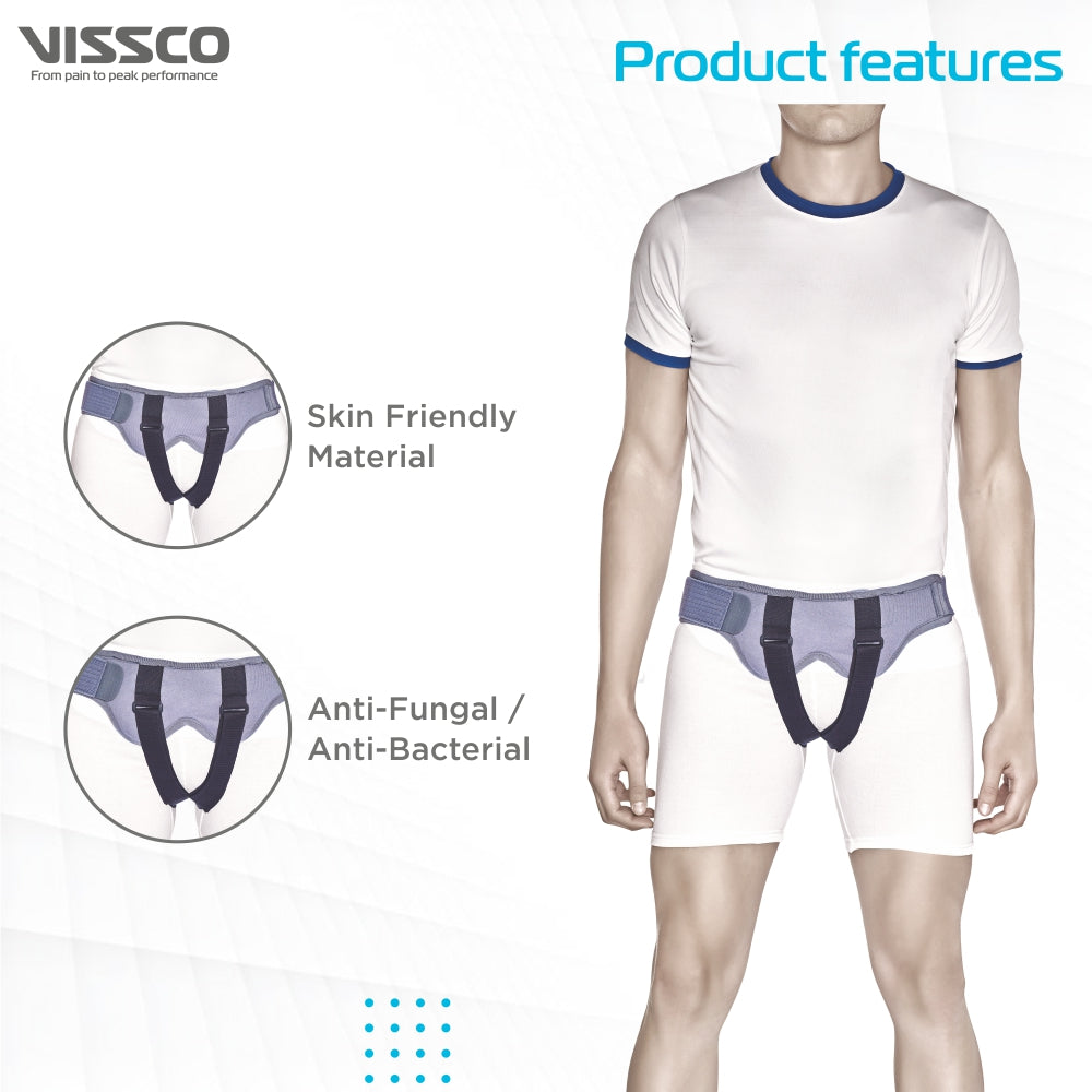 Hernia Belt With Double Pad | Provides Moderate Support to the Weak Herniated Muscles (Grey) - Vissco Next