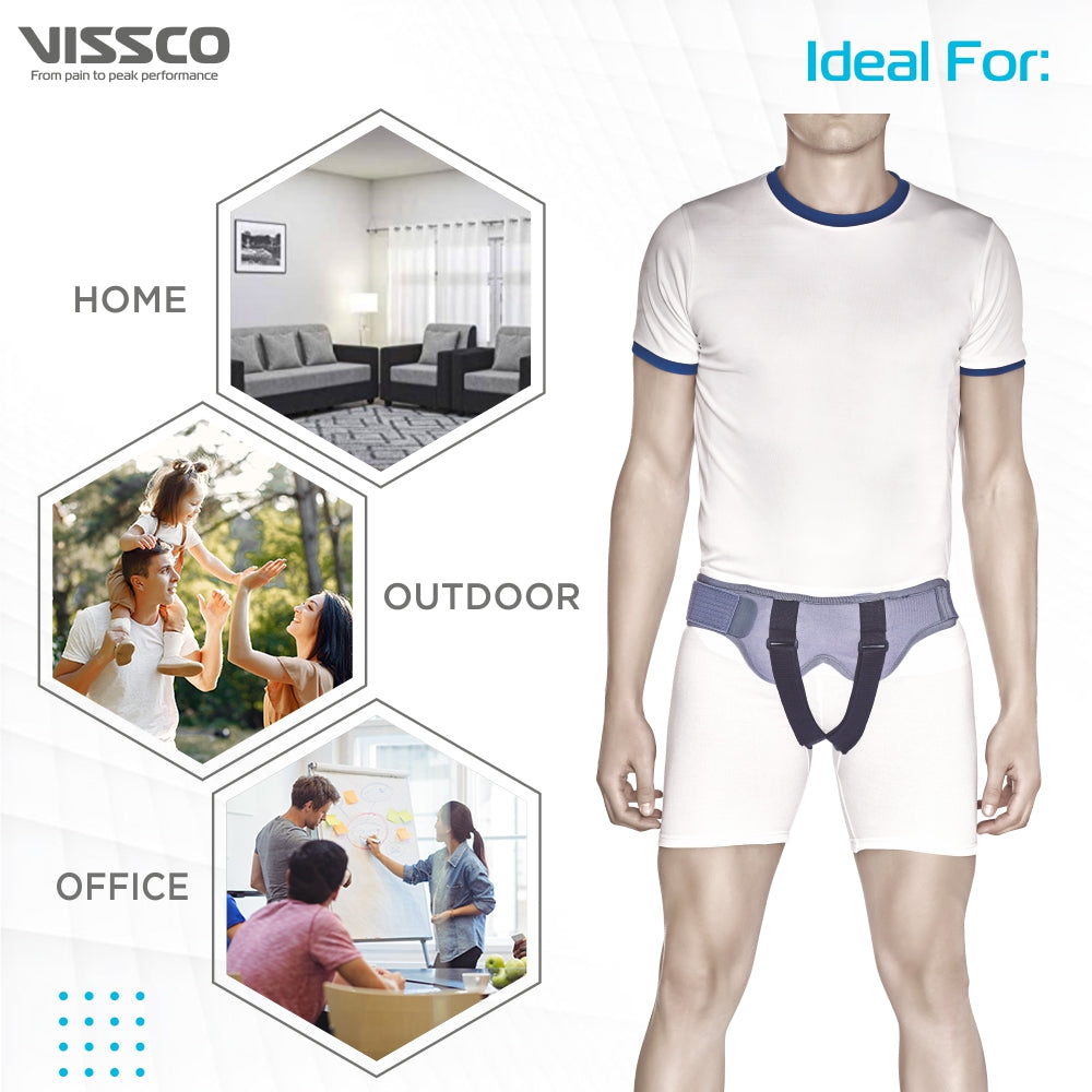 Hernia Belt With Double Pad | Provides Moderate Support to the Weak Herniated Muscles (Grey) - Vissco Next