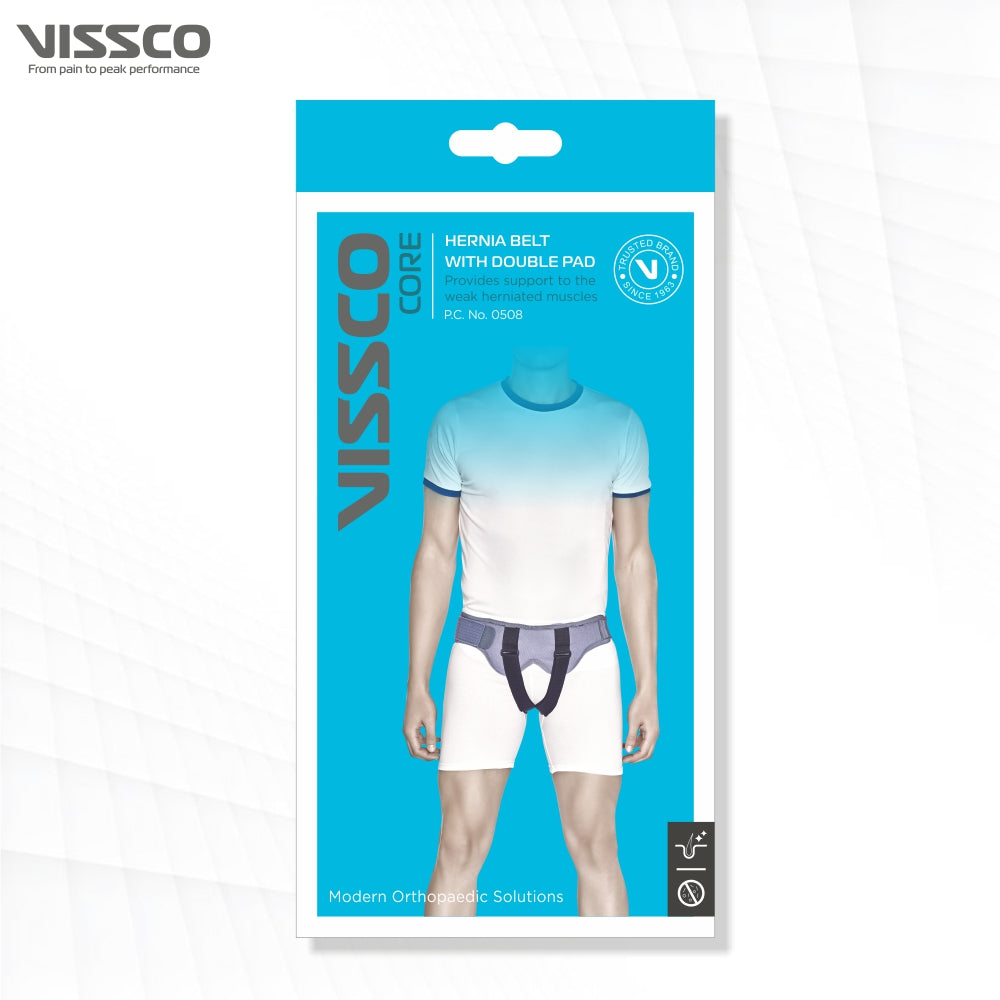 Hernia Belt With Double Pad | Provides Moderate Support to the Weak Herniated Muscles (Grey) - Vissco Next