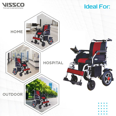Zip Lite Power Wheelchair with Double Battery | 20Km Per Charge | Durable & Long Lasting | Weight Bearing Capacity 100kg | Color (Silver/Black) - Vissco Next