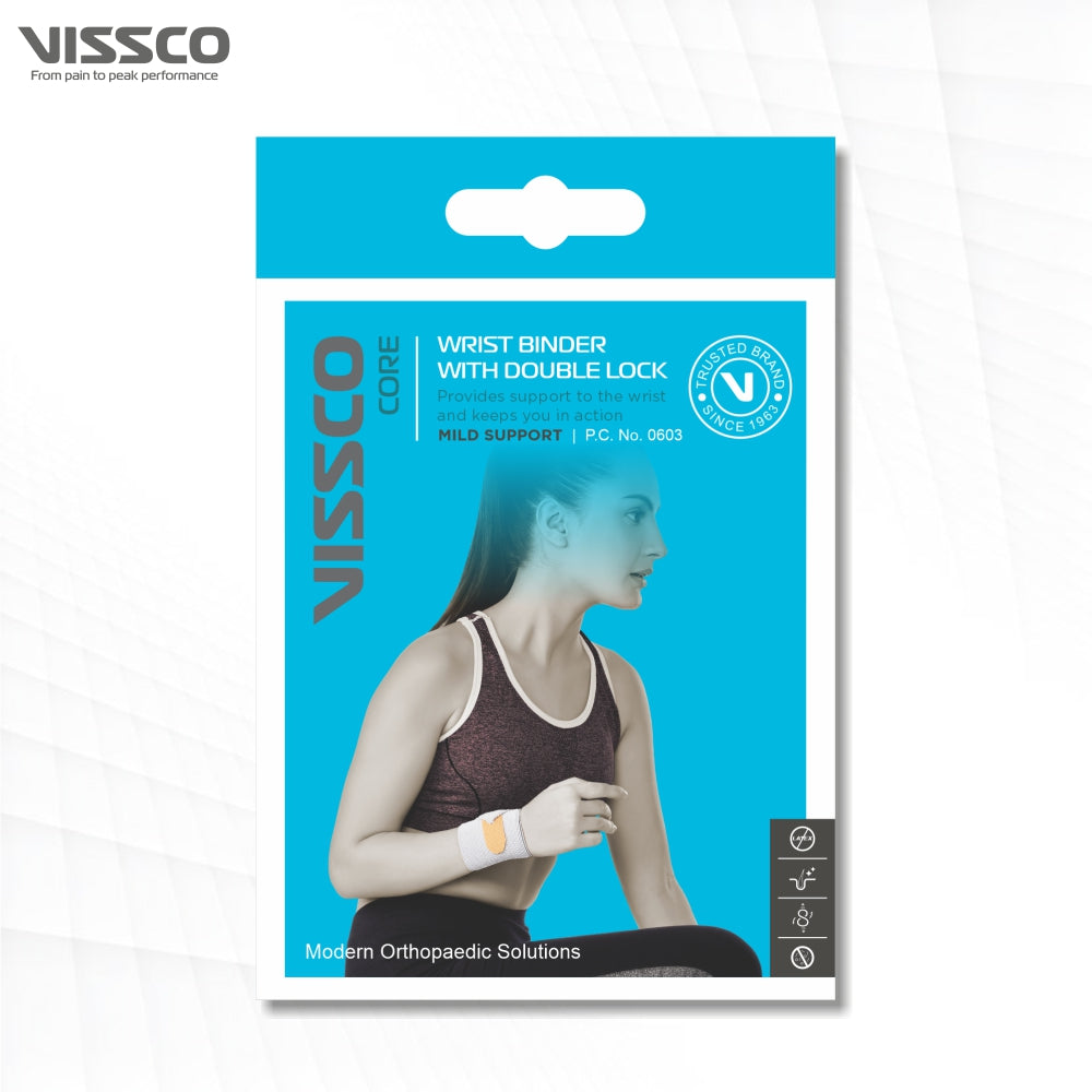Wrist Binder With Double Lock (Mild Support)| Provides Firm Grip &  Support for  to the Wrist  for Sports & Workout (Grey) - Vissco Next