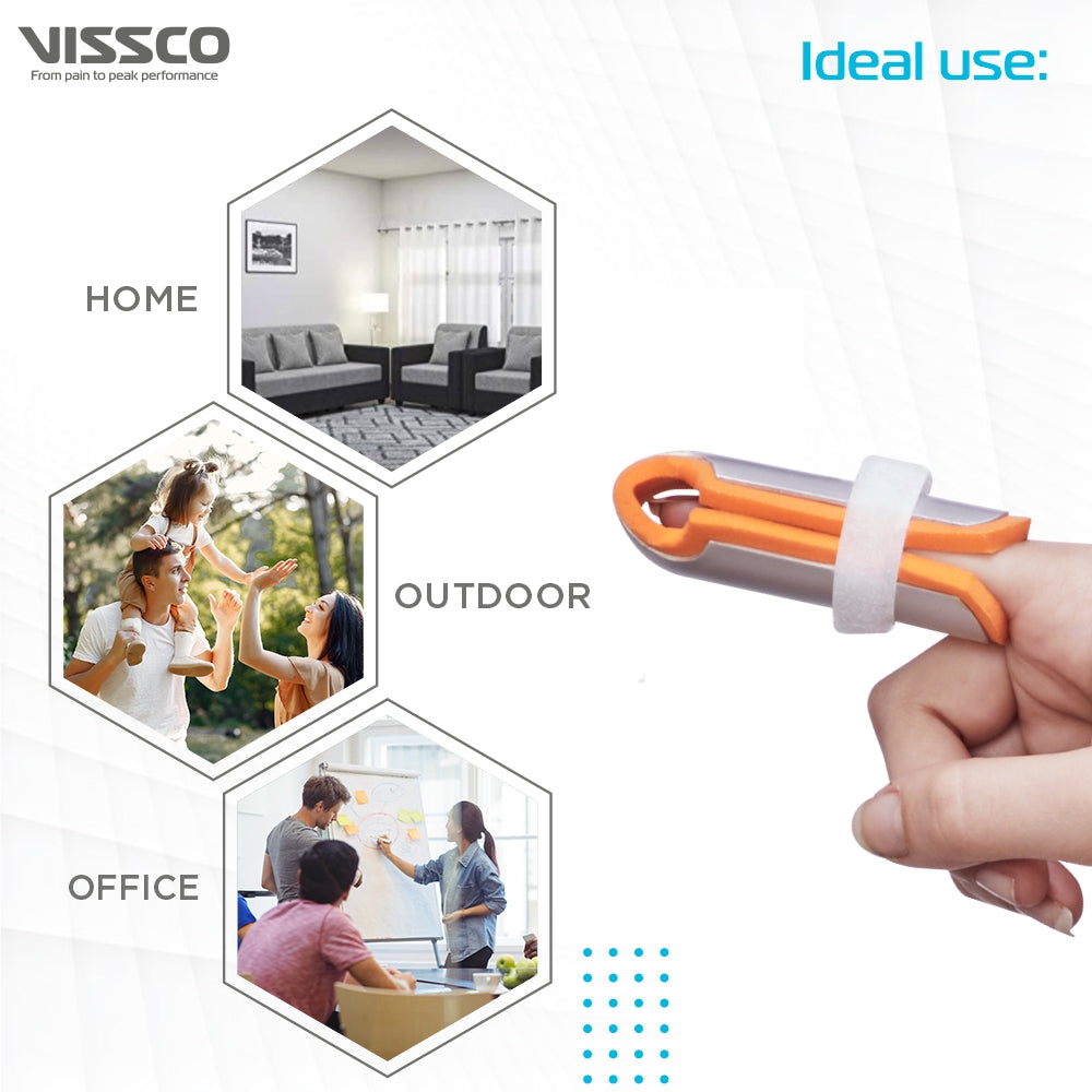 Cot Finger Splint | Finger Immobilizer with Adjustable Strap for Firm and Better Support (Orange) - Vissco Next