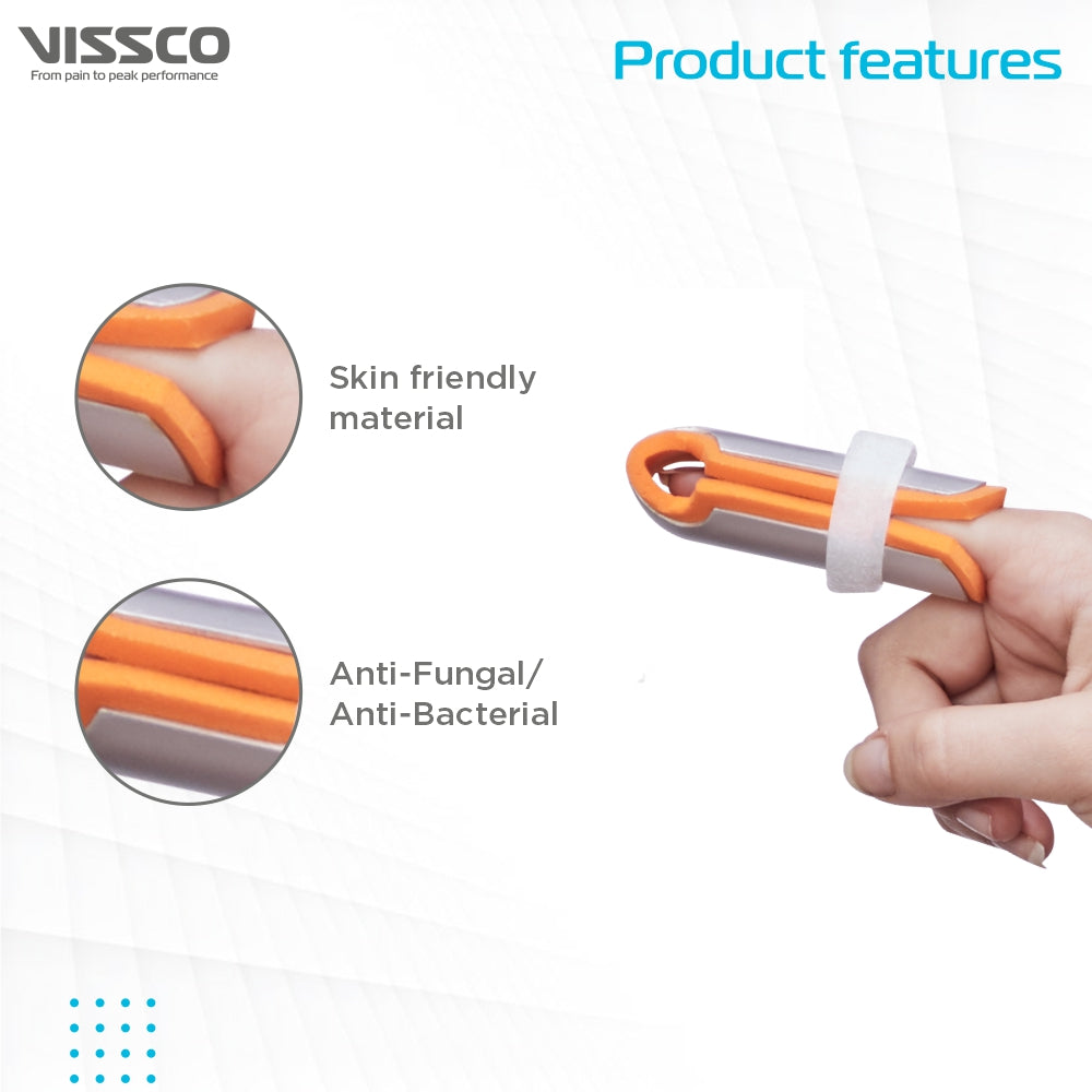 Cot Finger Splint | Finger Immobilizer with Adjustable Strap for Firm and Better Support (Orange) - Vissco Next
