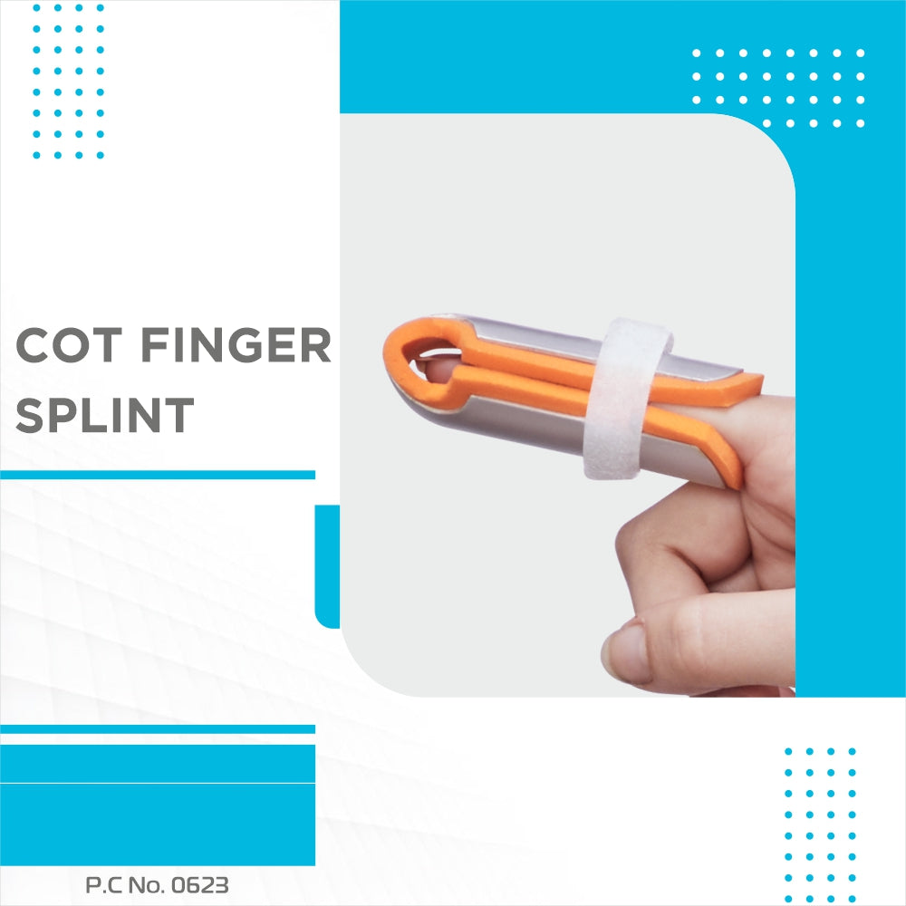 Cot Finger Splint | Finger Immobilizer with Adjustable Strap for Firm and Better Support (Orange) - Vissco Next