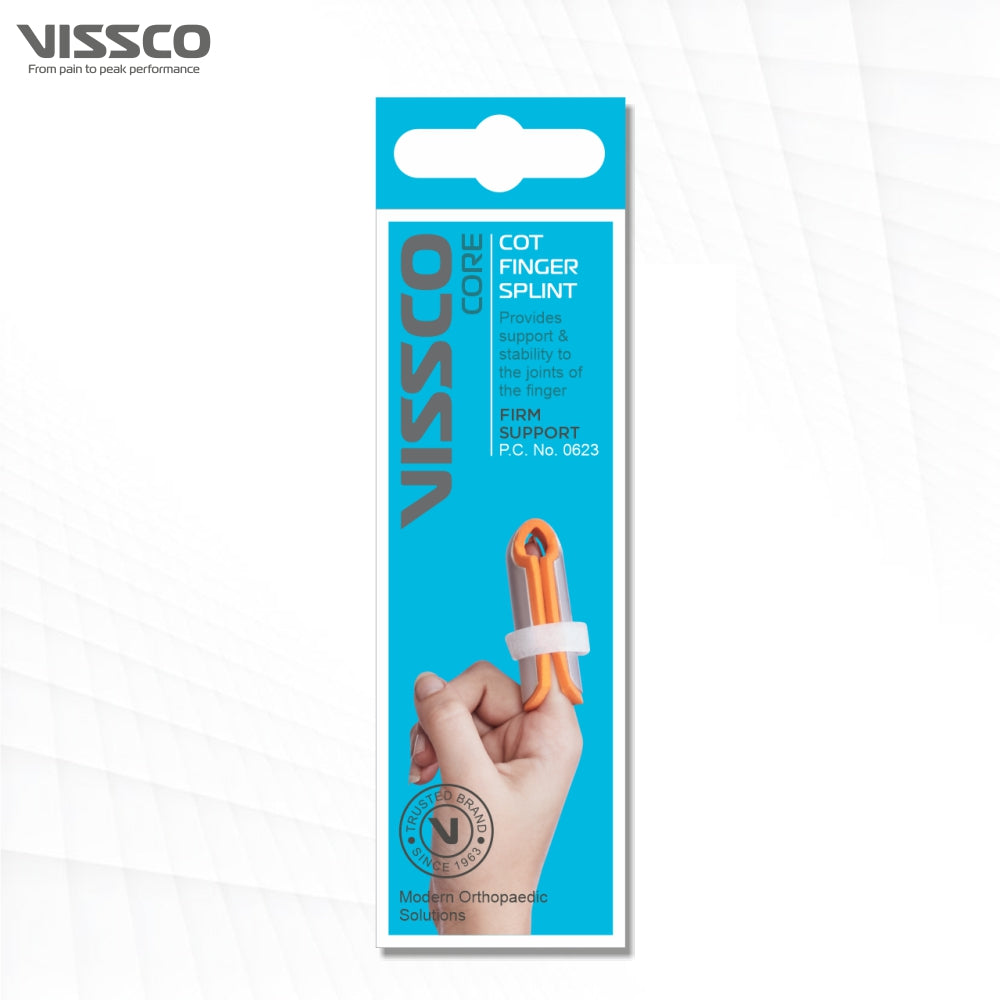 Cot Finger Splint | Finger Immobilizer with Adjustable Strap for Firm and Better Support (Orange) - Vissco Next