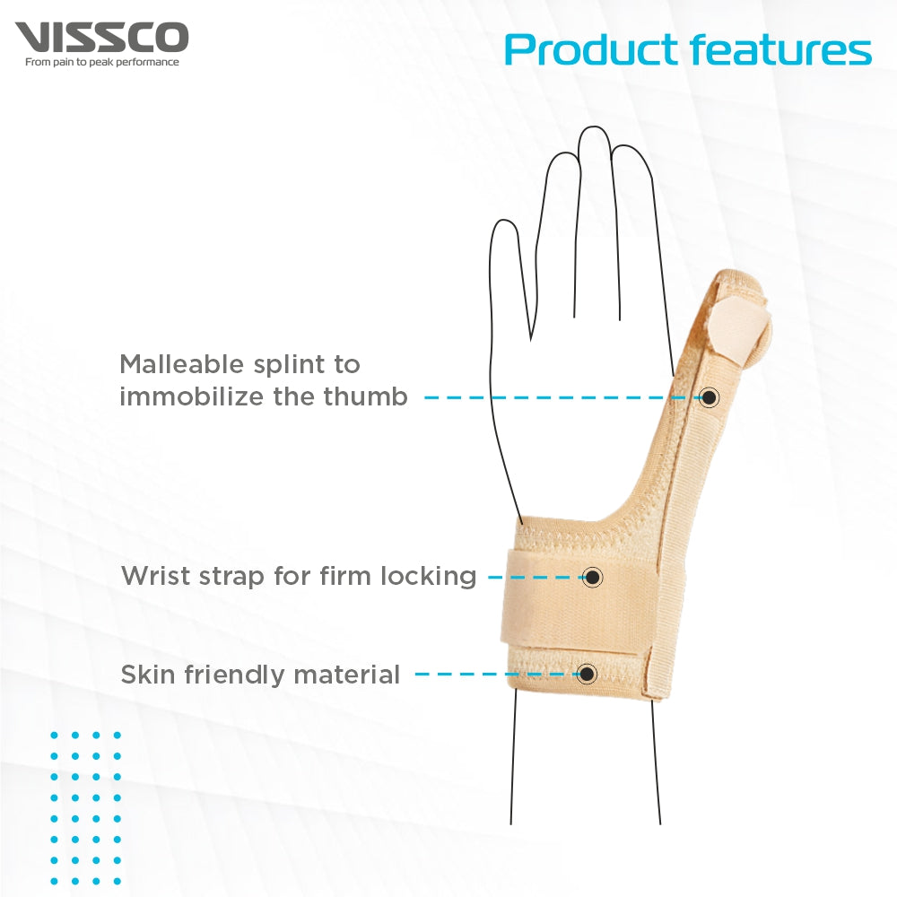 Thumb Spica Support for Both Left/Right - Locks the Thumb Free Hand Movement for Men & Women | Thumb Injuries, Pain Solution for Ligament laxity (Beige) - Vissco Next