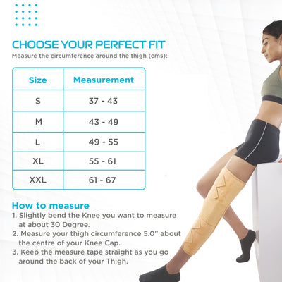 Knee Brace - Long (19" Brace) |Ideal firm Knee support that limits knee motion & stabilizes the knee with mediolateral metal supports| Color - Beige - Vissco Rehabilitation 