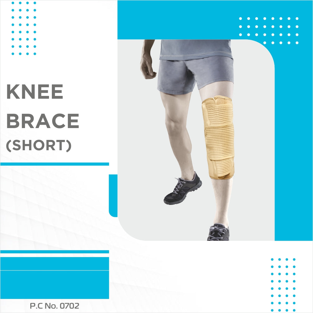 Knee Brace - Short (14" Brace) | Ideal firm Knee support that limits knee motion & stabilizes the knee with mediolateral metal supports | Color - Beige - Vissco Next