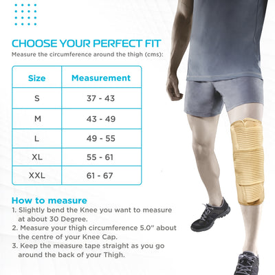 Knee Brace - Short (14" Brace) |Ideal firm Knee support that limits knee motion & stabilizes the knee with mediolateral metal supports | Color - Beige - Vissco Rehabilitation 