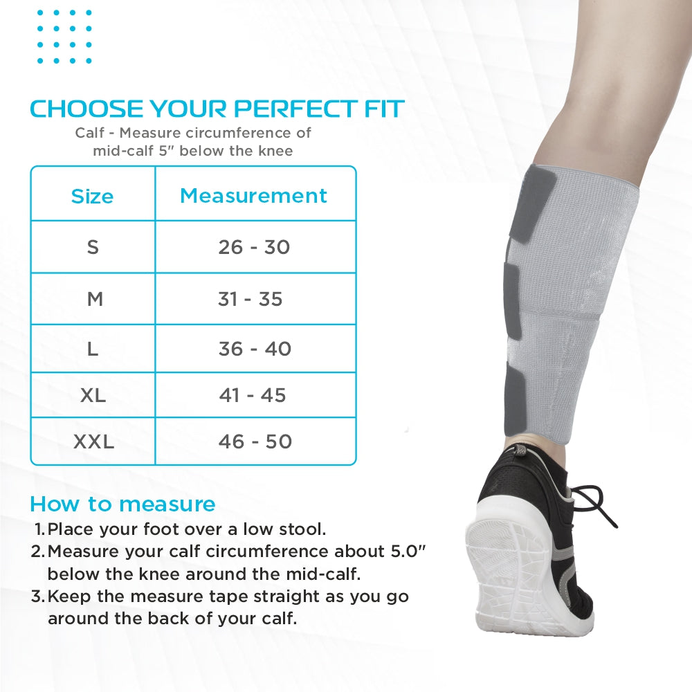 Loop Elastic Calf Support | Provides Mild Compression to Relieve Calf Pain | Color - Grey (Single Piece)