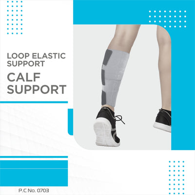 Loop Elastic Calf Support | Provides Mild Compression to Relieve Calf Pain | Color - Grey (Single Piece)
