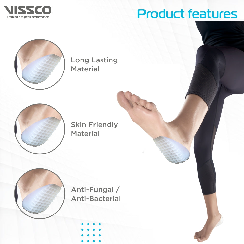 Silicone Heel Cushion | Foot Support | Shock Absorber | Joints Stress Reducer | Shoe Insole for Walking (Grey)