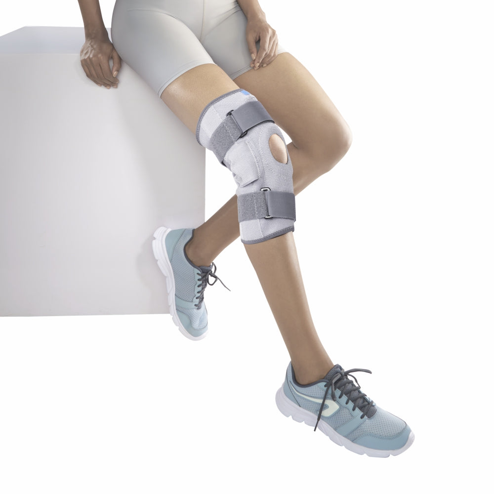 Stretchable Hinged Elastic with Open Patella | Ideal moderate support to provide Knee Pain Relief | Color - Grey (Single Piece) - Vissco Next