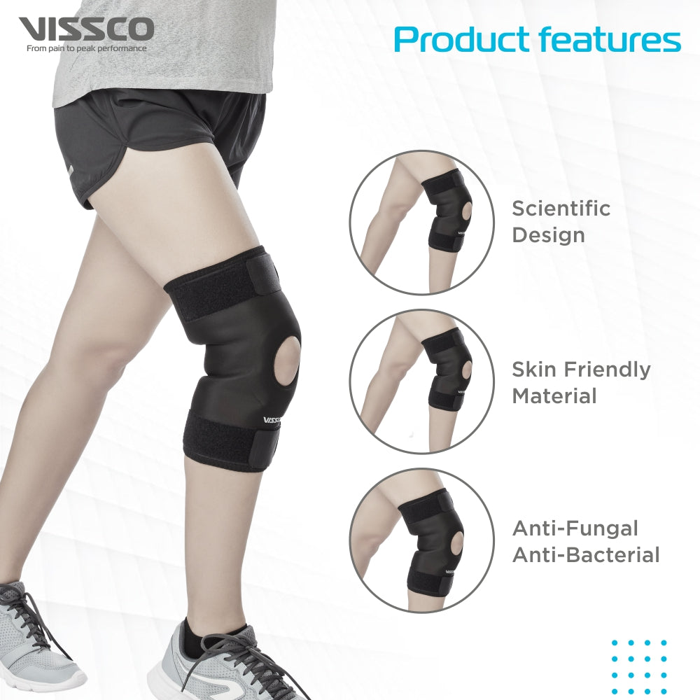 Functional Knee Wrap| Provides Support to the Knee & Reduces Knee Pain (Black) - Vissco Next