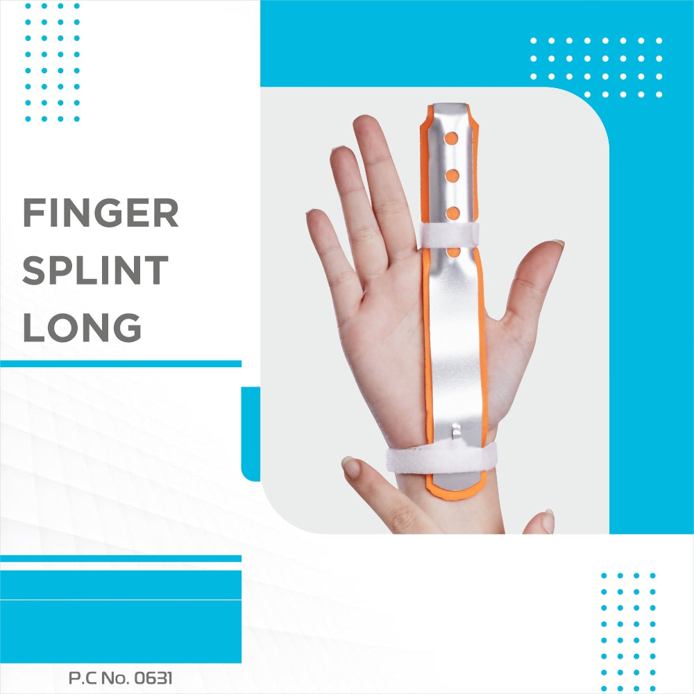 Finger Splint Long (Firm Support)|Helps to Support the Finger after Fracture| Injury & Post surgery (Orange) - Vissco Next