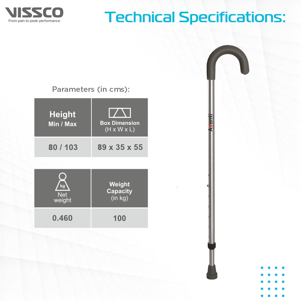 Vissco Avanti Walking Stick - U-Shaped | Aluminum