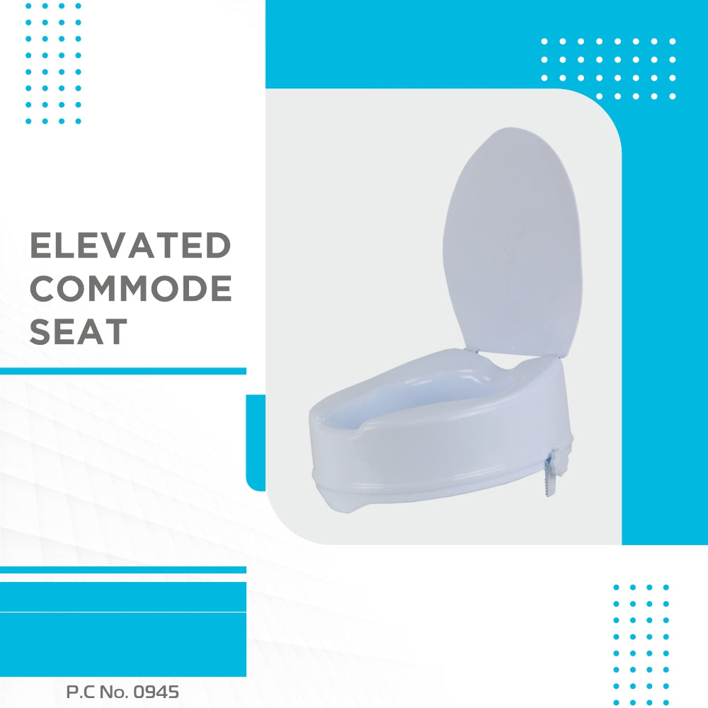 Comfort Elevated Commode Seat (6 Inch Height) With Lid |Lightweight | Portable |Comfortable Commode raiser (White)