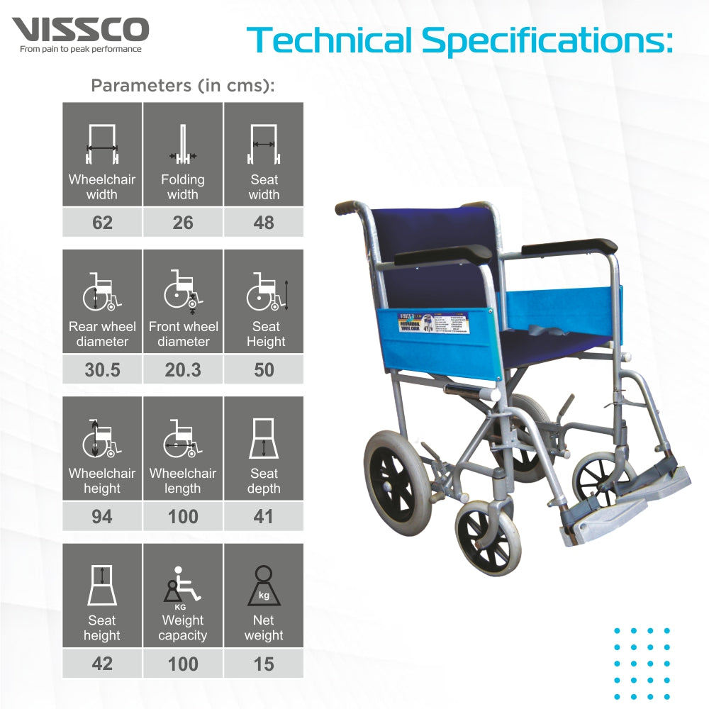 Vissco Imperio Wheelchair - with 300mm Rear Wheels
